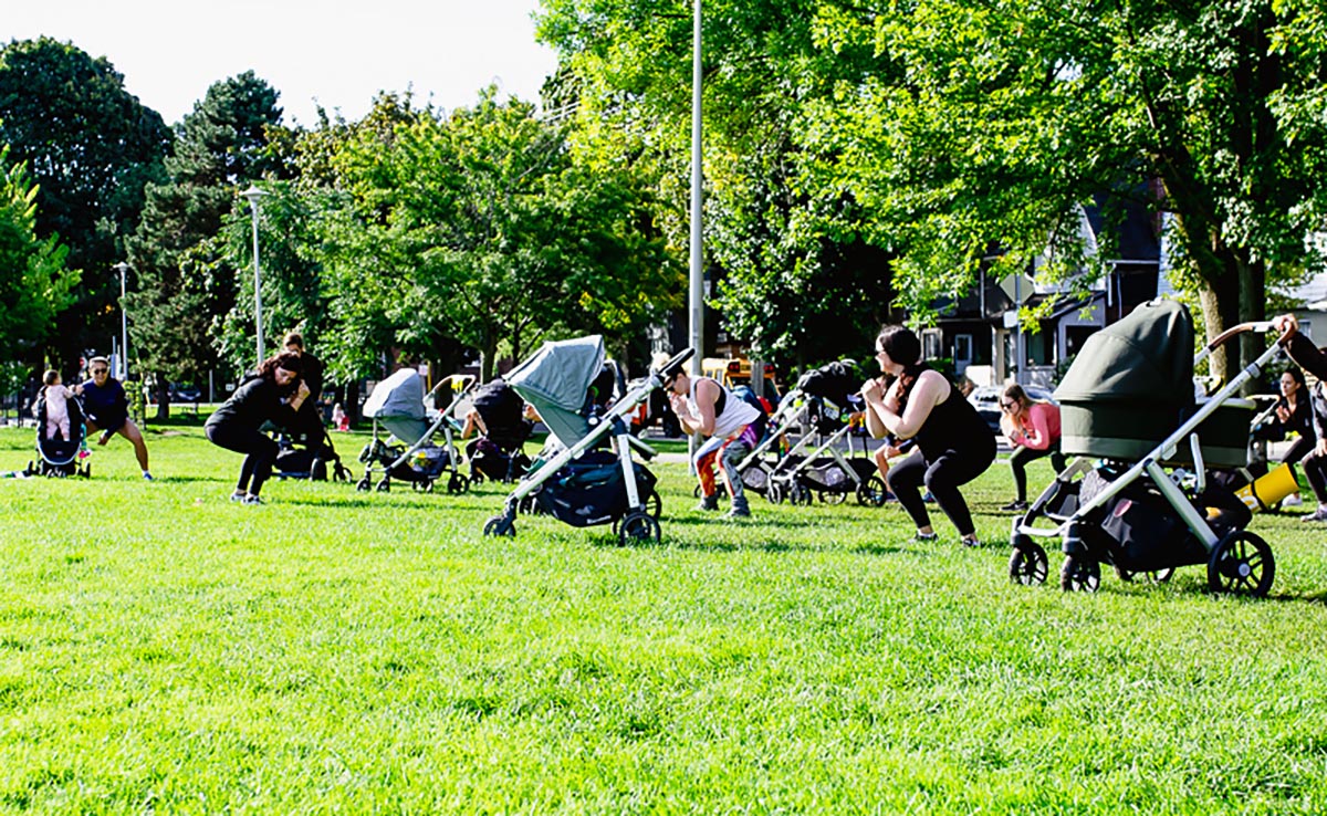 mightymom-stroller-strong-outdoor-fitness Group coaching classes at the park Jessica Sennet Mighty Mom Prenatal Postpartum Mom & Baby Fitness Programs Toronto Ontario Online Fitness for Mothers Women